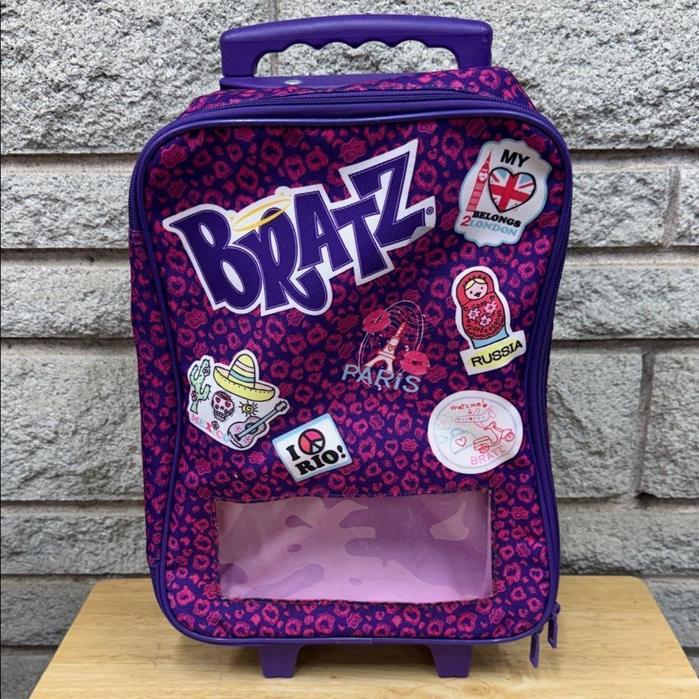 Bratz Travel Abroad Purple Kids Rolling Backpack